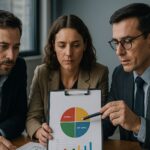 Profissionais de RH analisam gráfico de perfil comportamental com foco em recrutamento e seleção